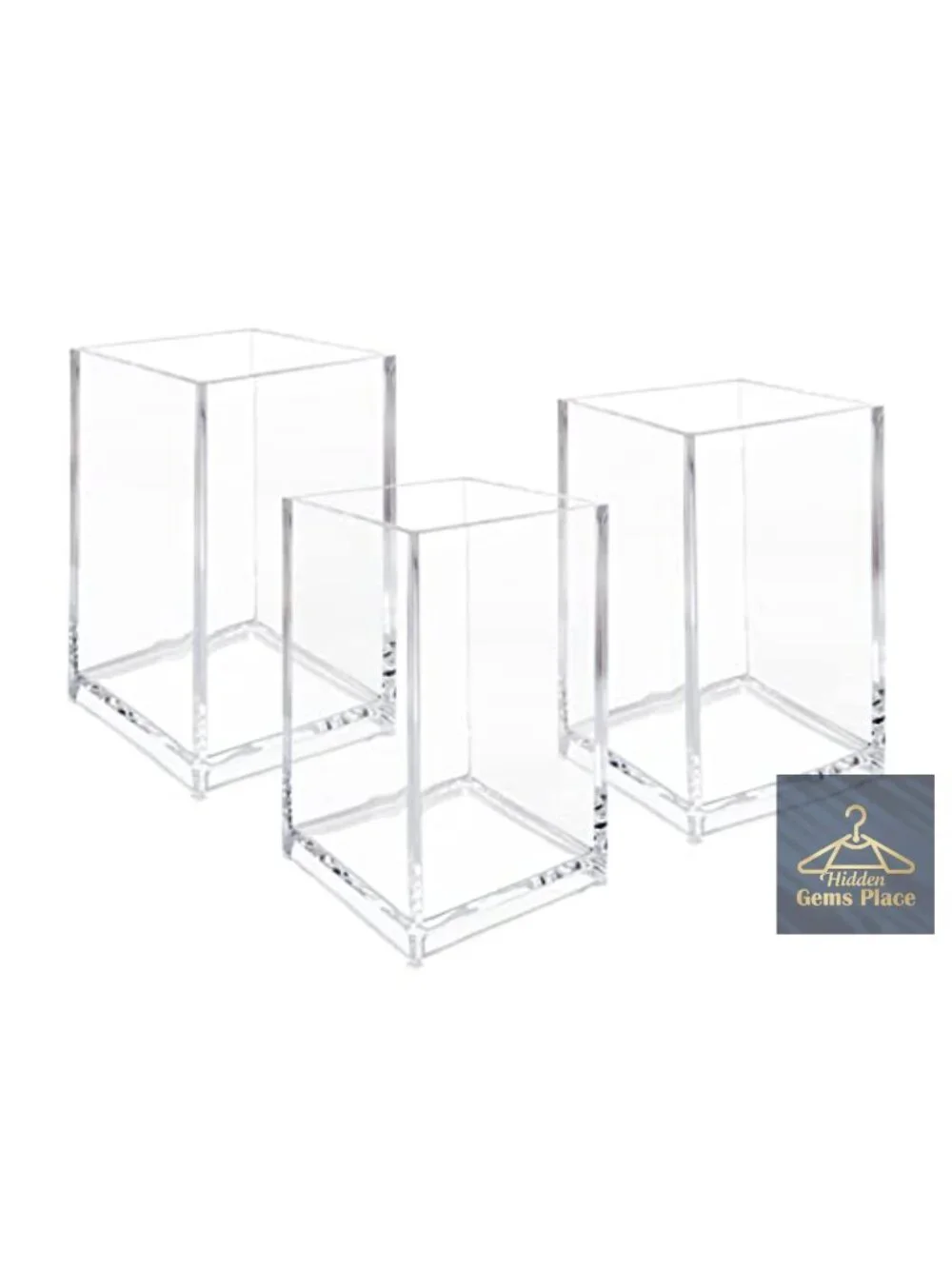 Clear Acrylic Pencil Pen Holder Cup, 3 Pack, Makeup Brush Holder, Desk Organizer